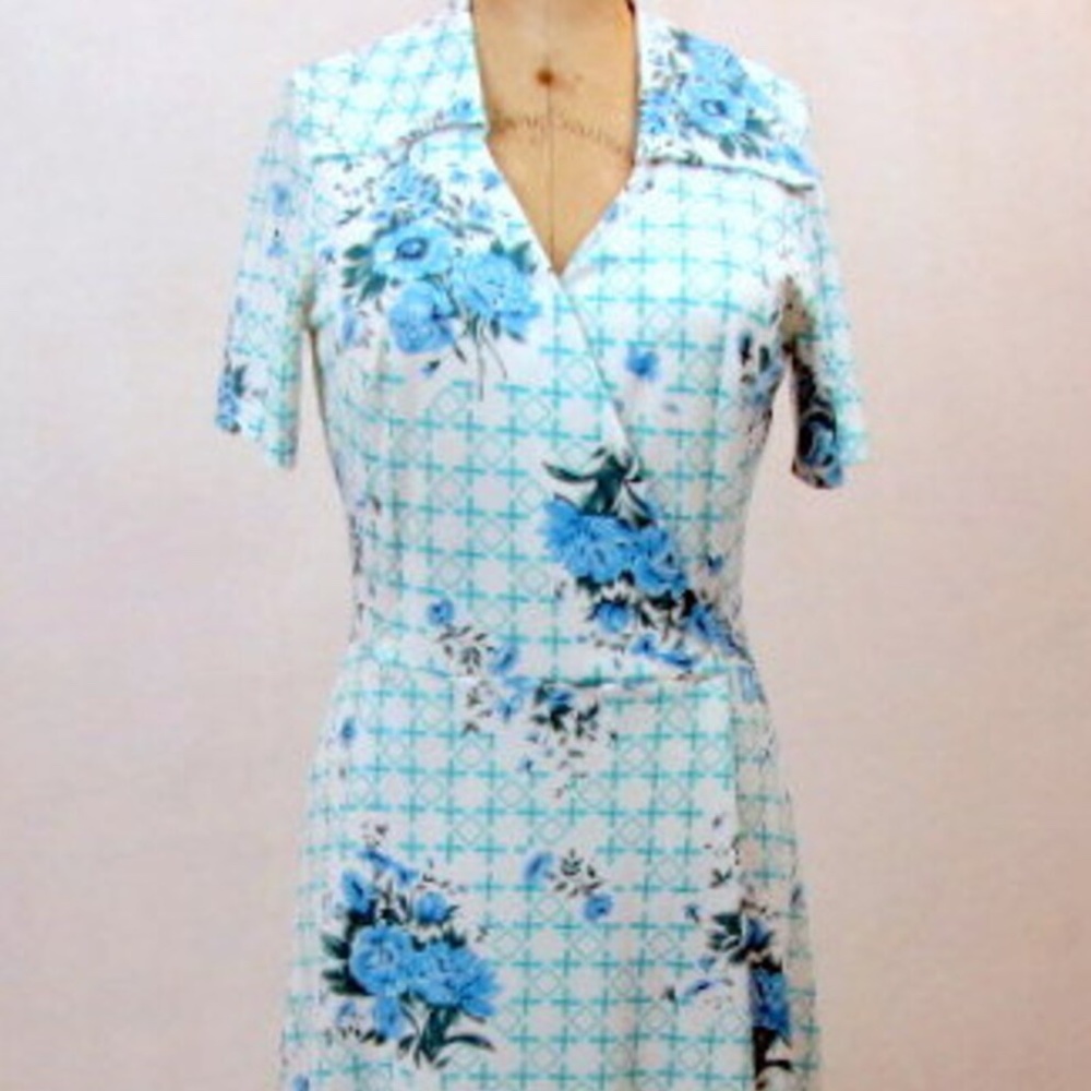 Vintage Blue Floral Mini Dress